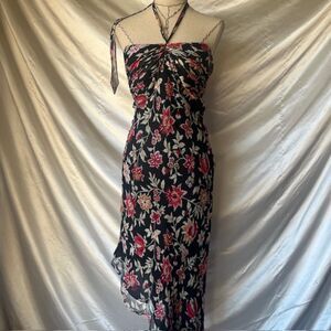 Jeunese floral halter asymmetrical dress
